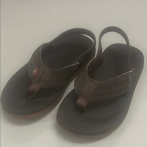 Rainbow Kids Dark Brown Flip Flops size 9/10